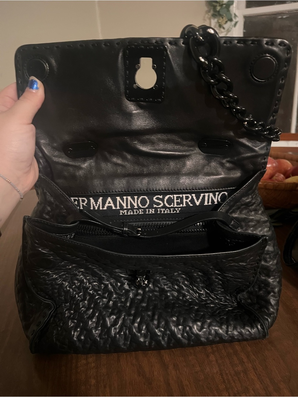 Ermanno Scervino Black Quilted Leather Chain-Handle Shoulder Bag